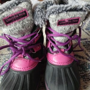 London Fog Girls' Pink & Black Winter Boots